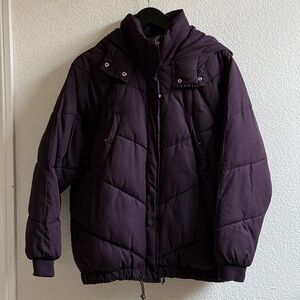 Dark Purple Quilted Puffer Jacket